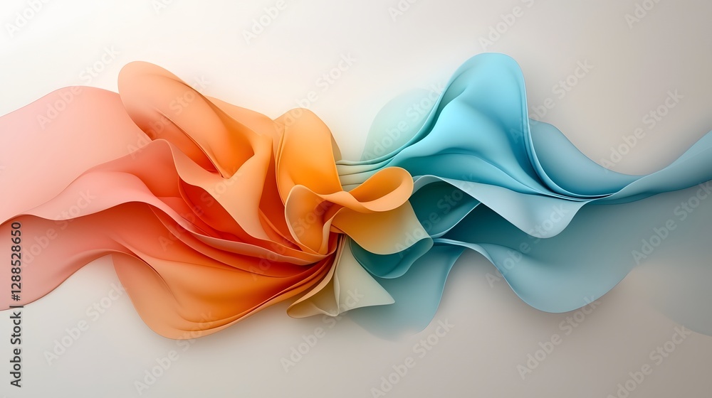 Poster captivating holographic waves of shimmering iridescent color flow and blend in a sleek modern abstra