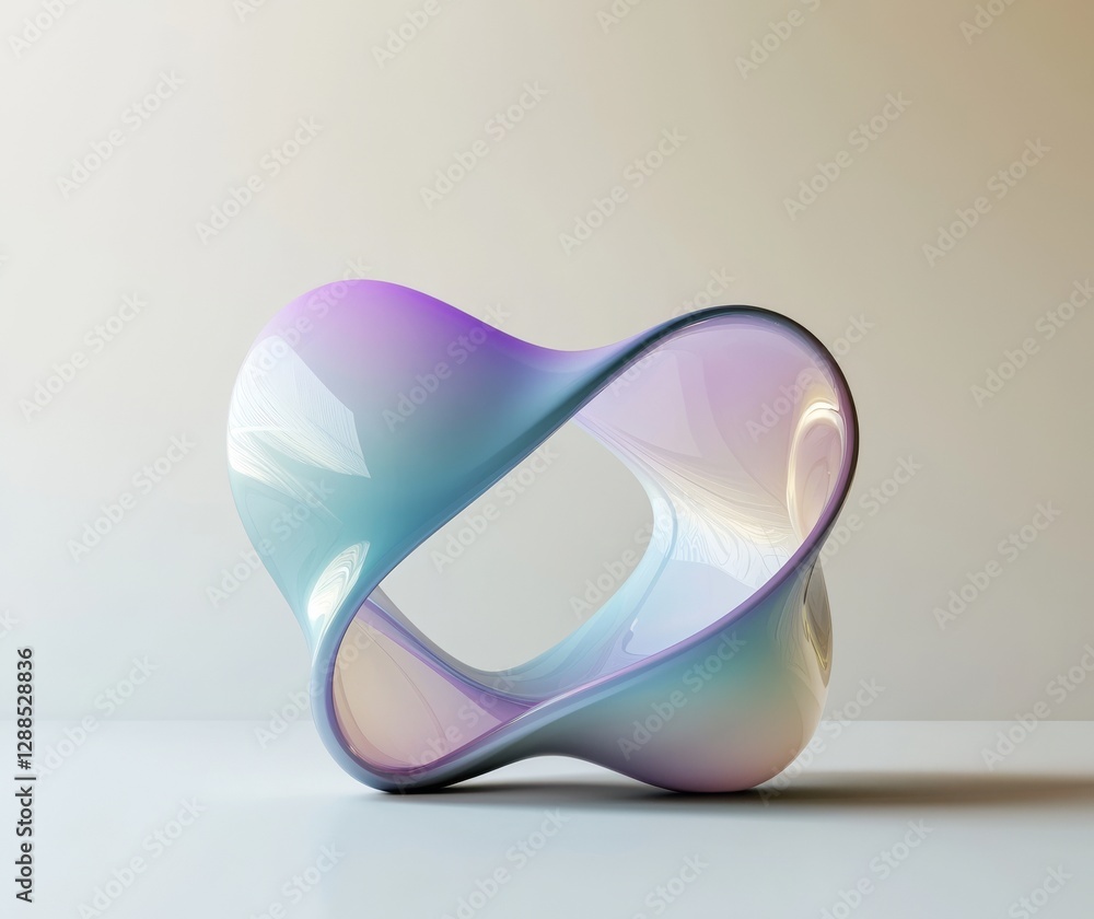 Aufkleber a 3d rendering of an abstract colorful gradient glass organic shape serves as a modern poster design