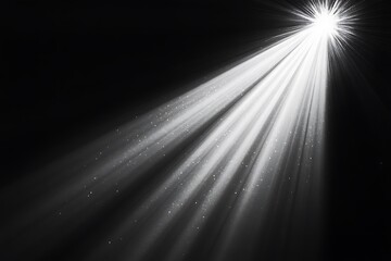 Bright light beam on black background.