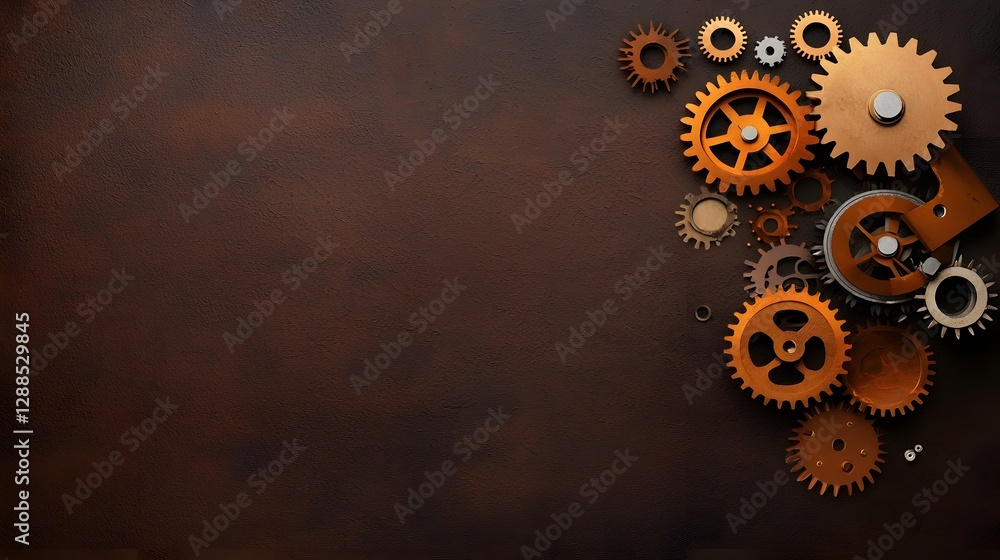 Poster captivating image showcasing a collection of intricate steampunk inspired gears cogs and clockwork m
