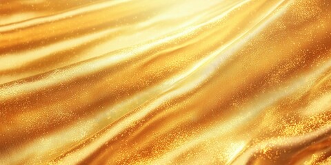 A shimmering golden fabric with soft folds and a radiant glow, creating a luxurious and elegant appearance.