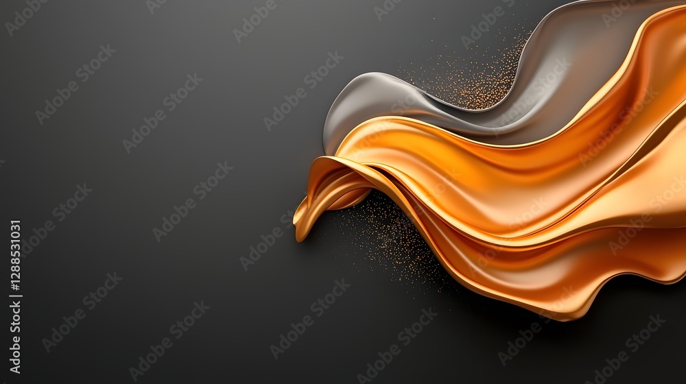 Poster captivating metallic waves a luxurious minimalist flow of golden elegance showcasing a mesmerizing a