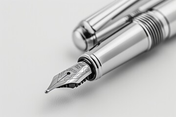 The ornate craftsmanship of the fountain pen on a white textured surface reflects its artistic and premium quality.