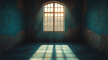 A window in a room with sunlight shining through it