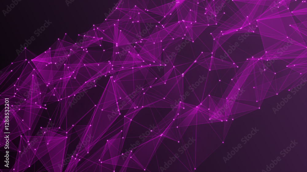 Poster purple plexus dot abstract technology futuristic network with loop purple background. technology abs