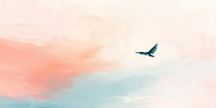 A minimalist digital painting with soft pastel tones