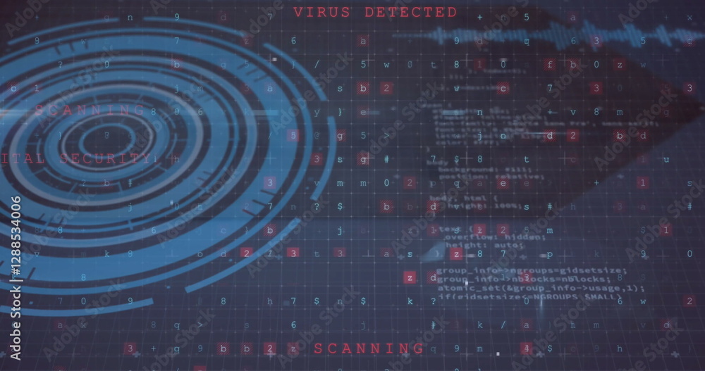 Poster image of data processing and scope scanning over security texts