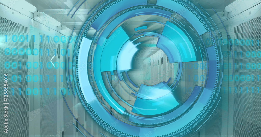 Poster image of scope scanning and data processing over server room