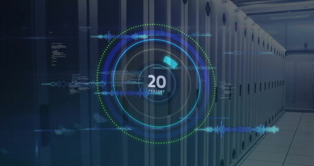 Image of scope scanning and data processing over server room