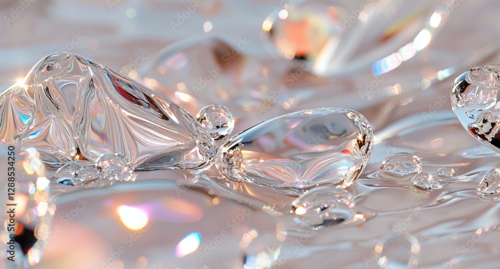 Poster a set of 3d organic shapes with glass gradients and liquid abstract transparent 3d rendering objects