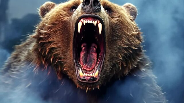 A ferocious bear symbol of the Medo-Persian empire Biblical prophecies 4K