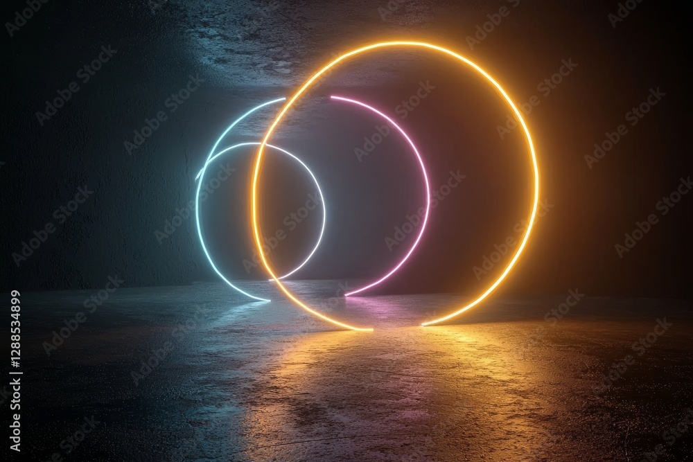 Poster the scene is set in a virtual reality environment with a 3d render of a tunnel, hexagonal frame, and
