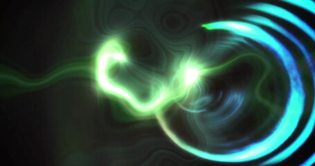 Image of neon shapes moving on black background