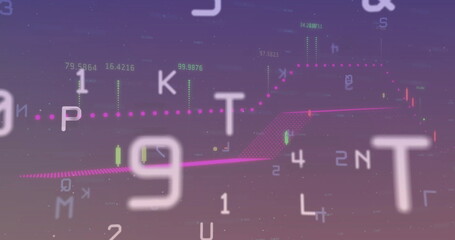 Image of data processing on purple background