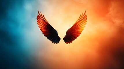 Celestial Angel Wings Expanding Outward Radiant Divine Light Illuminating the Heavenly Empty Sky  A Spiritual Ethereal and Transcendent Depiction of Angelic Presence and Divine Manifestation