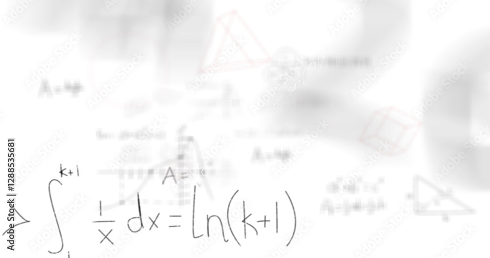 Poster image of mathematical data processing on white background