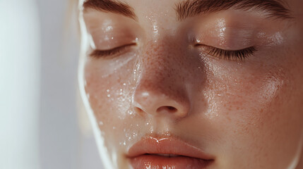 Fototapeta premium A realistic animation of skin transformation after serum absorption, starting with dryness and gradually becoming plump, radiant, and deeply hydrated 