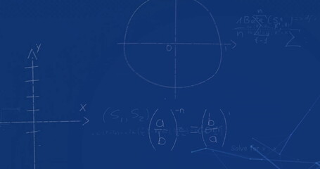 Image of mathematical equations on blue background