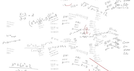 Image of mathematical data processing on white background