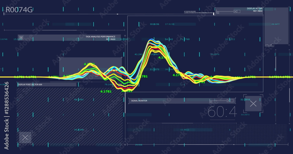 Aufkleber image of diagrams over data processing on blue background