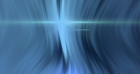 Image of glowing light trails moving over blue background
