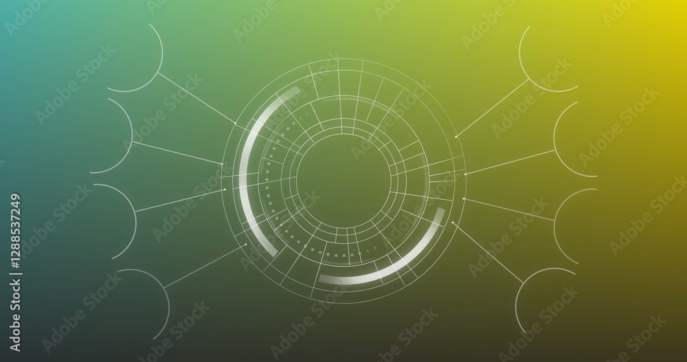 Poster image of scope and data processing with connections over green background