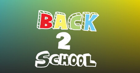 Image of back 2 school text over green background