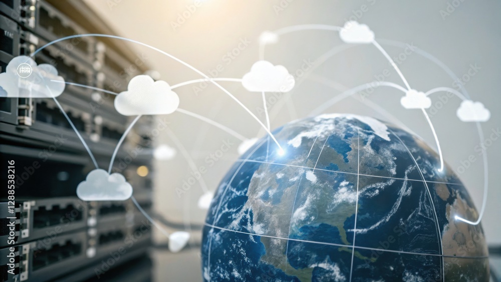 Poster global data network: a visual depiction of the interconnectedness of the digital world, with a styli