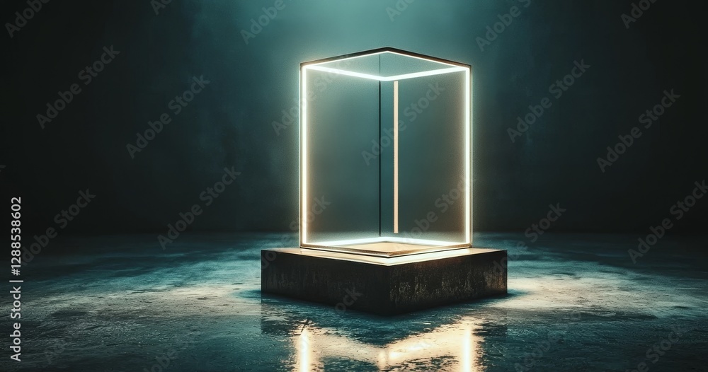 Aufkleber the concept of a futuristic billboard is depicted in a 3d rendering, showcasing a concrete floor wit