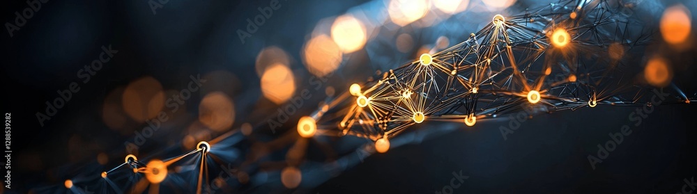 Poster a futuristic depiction of interconnected cities and nations, visualized as digital landmasses from a