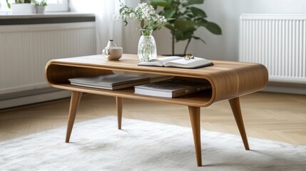 Mid-century modern coffee table in living room