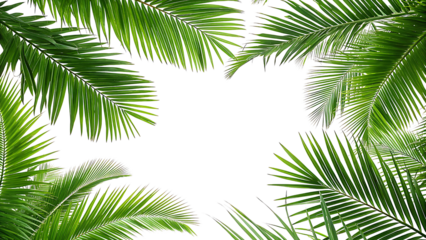Realistic Tropical Palm Leaves Frame - on a Transparent Background