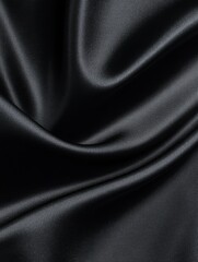 Elegant Black Fabric Draping with Smooth Folds and Subtle Highlights, Perfect for Backgrounds