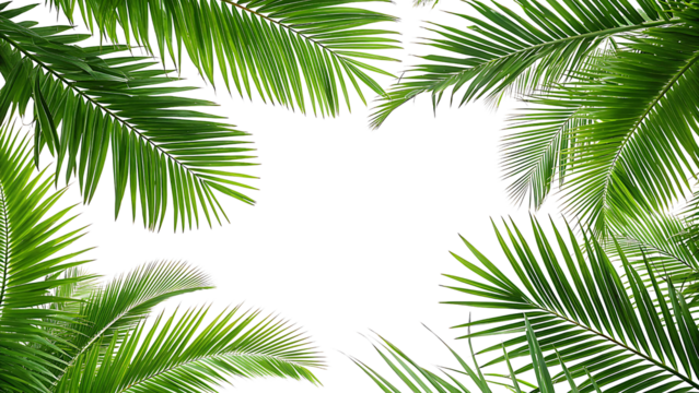 Realistic Tropical Palm Leaves Frame - on a Transparent Background