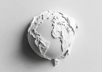 The concept of a creative minimal paper idea set against a white background in a white world, presented as a 3D render and 3D illustration