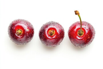 Fresh Cherries on White Background