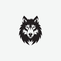 Fototapeta premium Download a high-quality black and white vector silhouette of a fierce wolf or pitbull head in a tribal tattoo style. Perfect for logos, t-shirts, decals, and more.