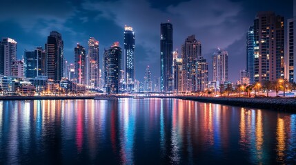 Obraz premium The Glow of a Thriving City After Dark.