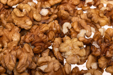 Pile of ripe walnuts ready to eat