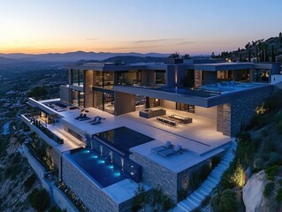 Fototapeta premium House with pool and mountain view