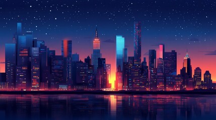 Fototapeta premium The Glow of a Thriving City After Dark
