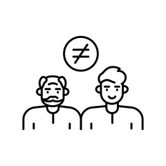 Intergenerational inequality black line icon. Vector isolated element