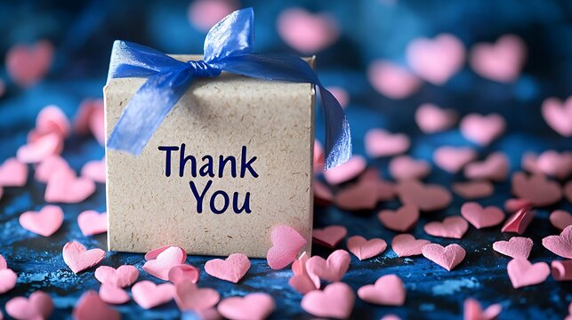Thank you gift box with hearts, appreciation