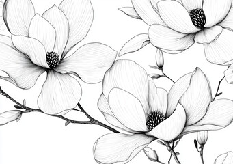 Fototapeta premium Spring magnolia flowers. Coloring of magnolia flowers.