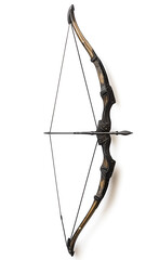 View of a bow and arrow on a white background