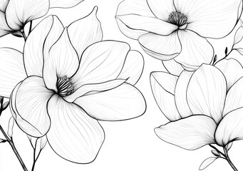 Fototapeta premium Spring magnolia flowers. Coloring of magnolia flowers.