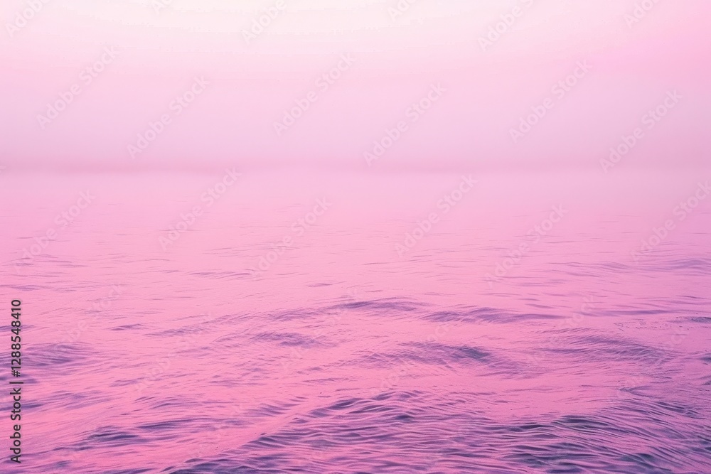 Poster a serene pink-hued ocean view, blending soft waves and a hazy atmosphere, creating a tranquil and dr