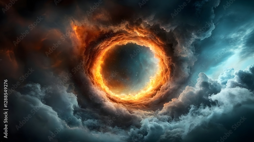 Aufkleber cosmic wormhole pulling in bright stardust with infinite depth and open space in the middle dramatic
