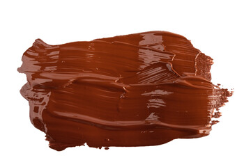Acrylic brown paint brush track blank art isolated on the white background