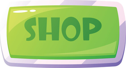 Shop game menu button vector illustration